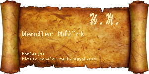 Wendler Márk névjegykártya